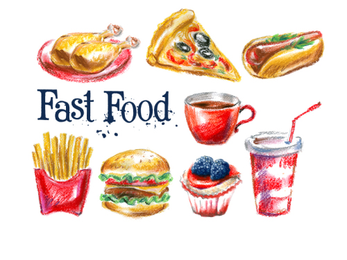8 Painted snack foods Vectors