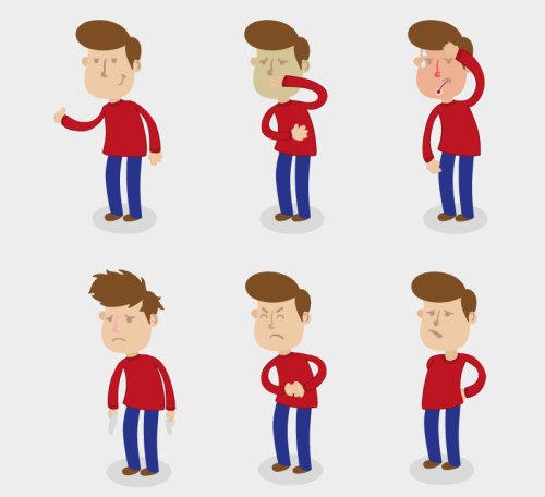 6 red man vector material sick