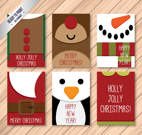 6 lovely Christmas cards vector