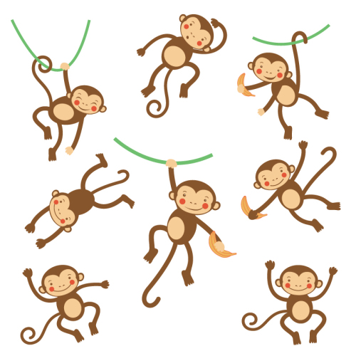 8 cartoon monkey design vector material