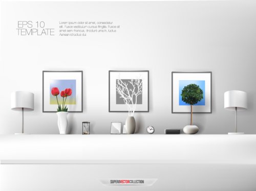 Stylish living room design vector material