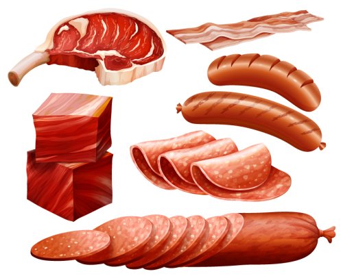 7 of delicious meat design Vectors