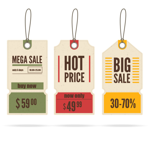 3 color promotional tag vector material