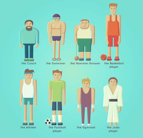 8 Creative athlete design vector material