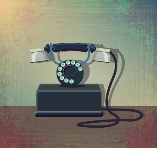 Retro phone design vector material