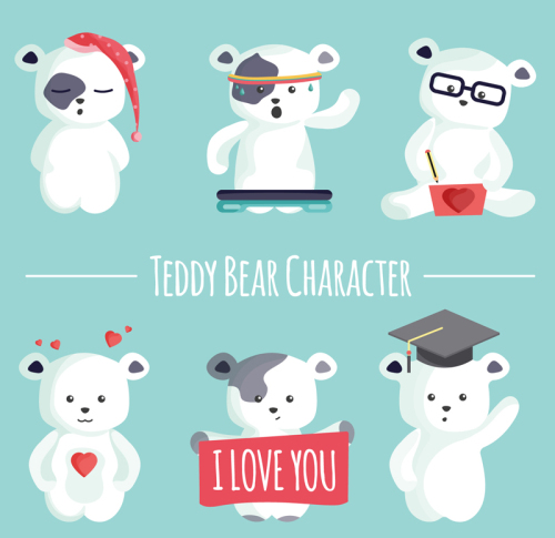 6 cartoon polar bear vector material