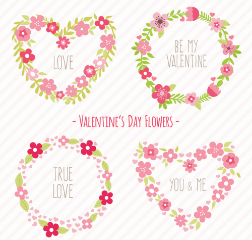 4 color Valentine wreath vector material