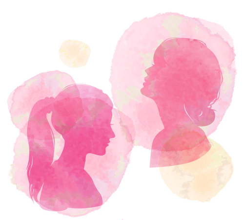 2 watercolor woman in profile silhouette vector