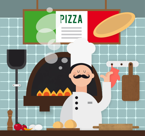 Italian chef illustration vector material