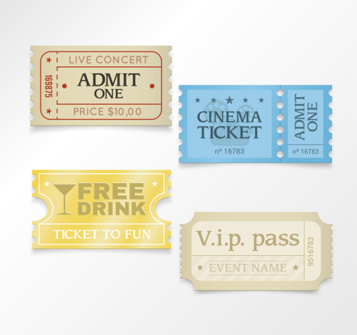 4 vector design color paper ticket