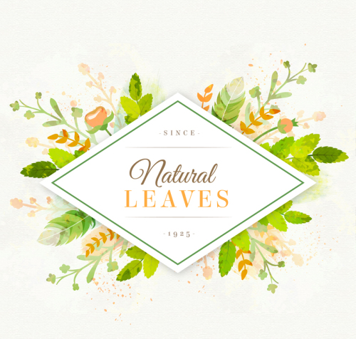 Fresh leaves decorative label vector material