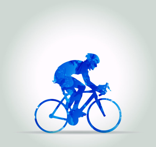 Cycling man silhouette vector material
