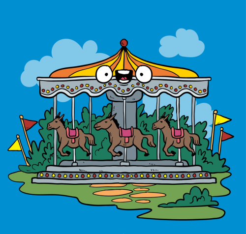 Creative amusement park carousel vector material